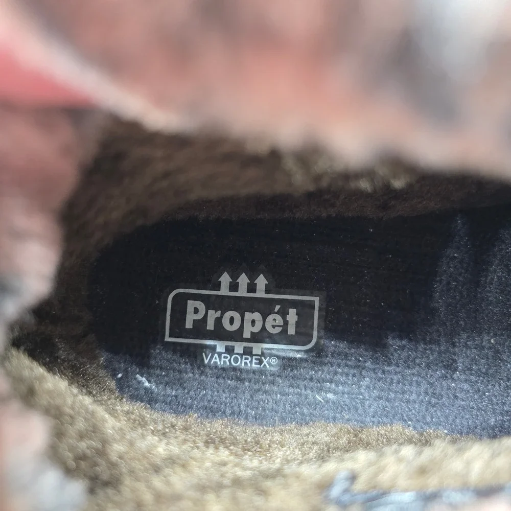 Propet Womens Duck Boots Brown Suede Faux Fur Trim Front Zip Winter Shoes Size 8